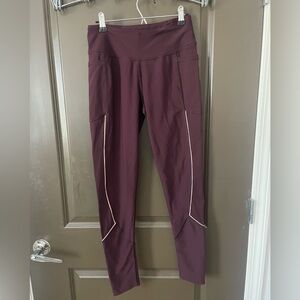 Victoria's Secret Sport Burgundy Yoga Pants with White Piping Size Medium